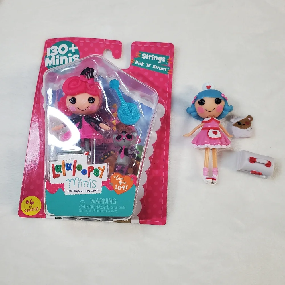 Lalaloopsy Minis Strings Pick 'N' Strum Doll - Pink and Blue AND Nurse - Picture 1 of 6
